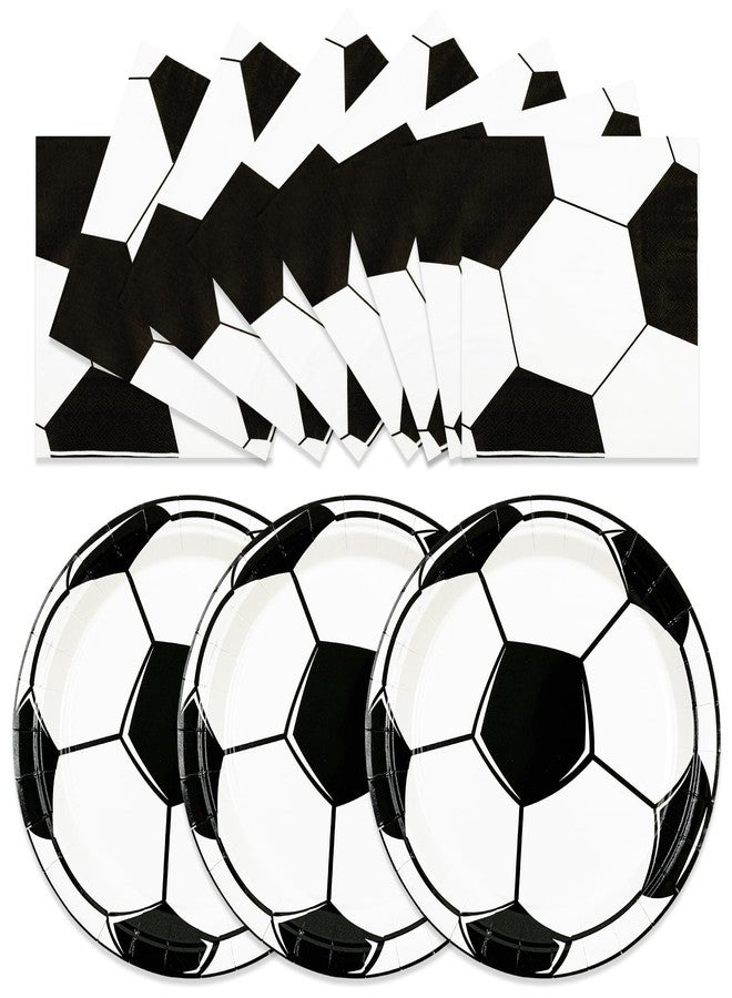 HFBOBP 50PCS Soccer Plates and Napkins Party Decorations, 7inch Disposable Soccer Themed Birthday Paper Plates and Napkins Tableware Set Sports Party Supplies for Birthday Baby Shower Game Favors - Image 1